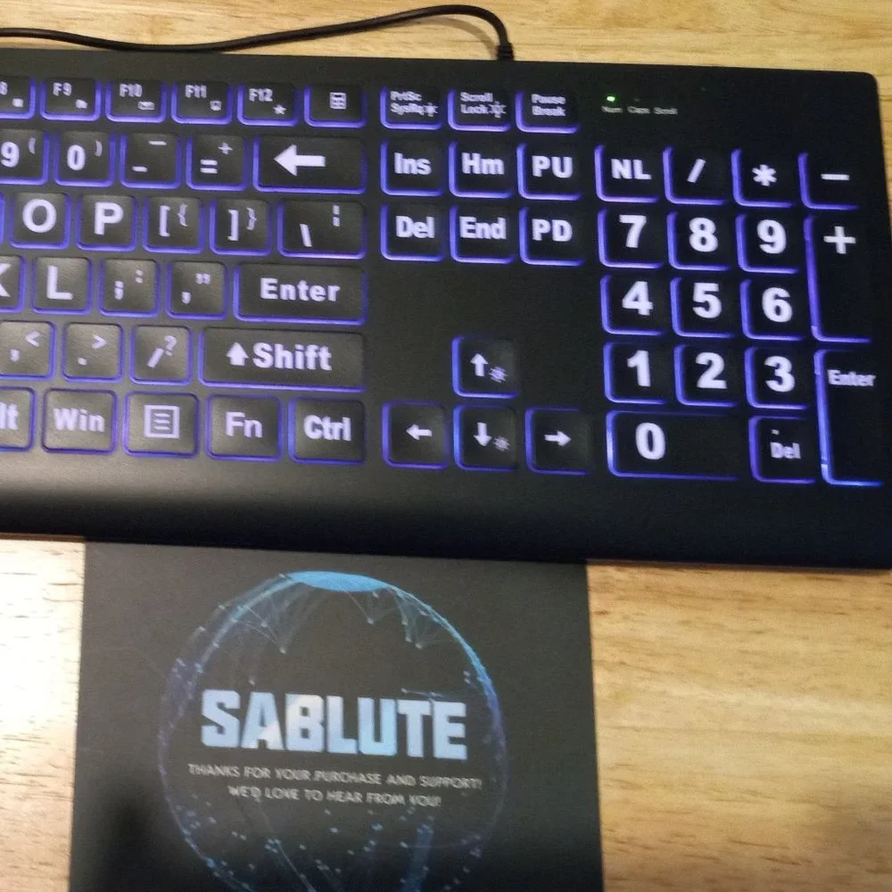 SABLUTE BACKLIT WIRELESS KEY BOARD - LARGE PRINT - MULTICOLORED